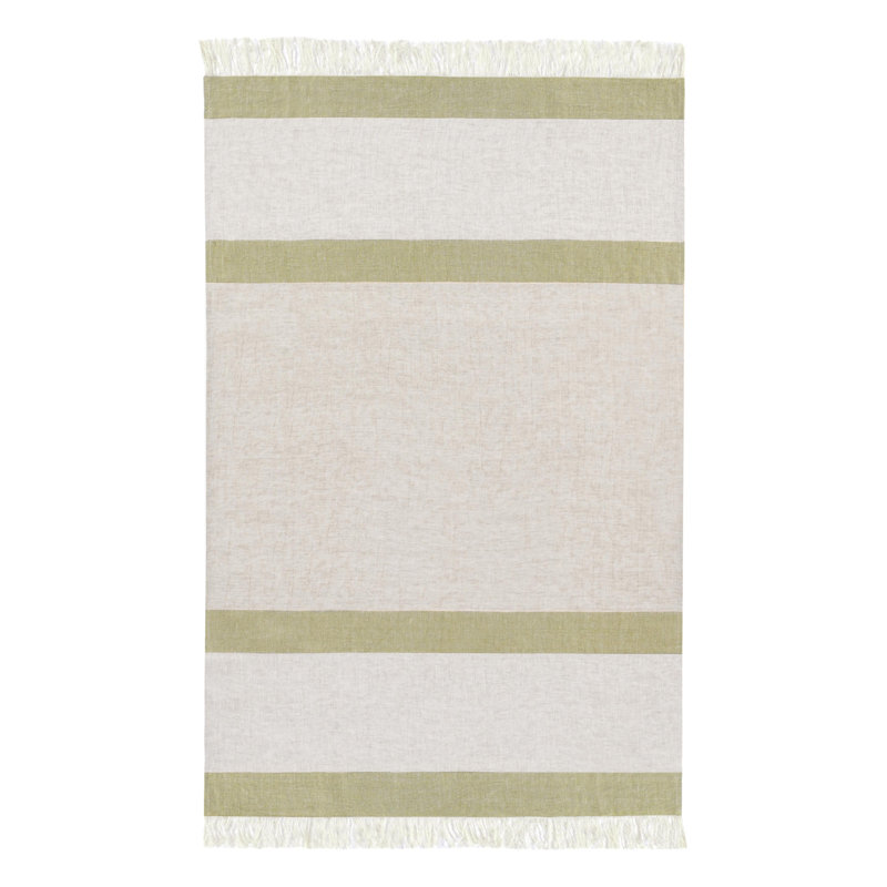 Talara Hand Woven Blanket, Green/Natural