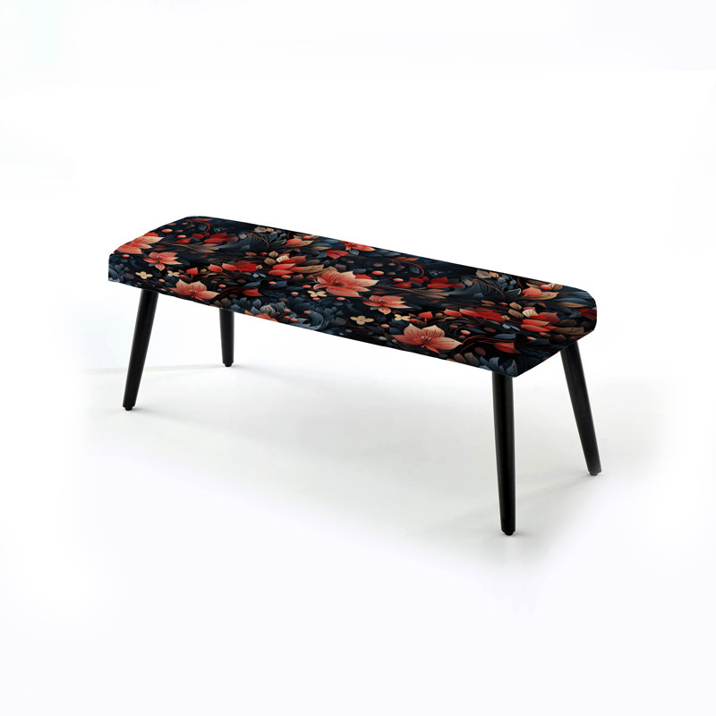 Pohl - Banc rembourré floral noir