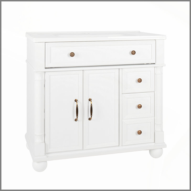 Armoire de salle de bain durable de 35,6 pouces avec beaucoup de rangement, écologique et facile à installer