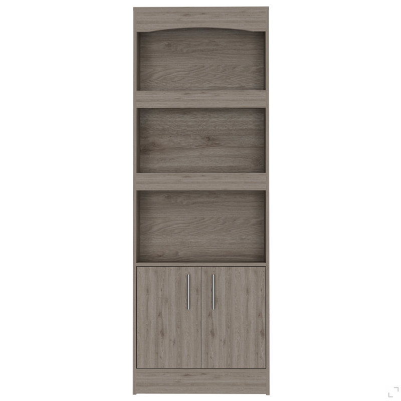 Bibliothèque Durango, trois tablettes, armoire à deux portes, Beige