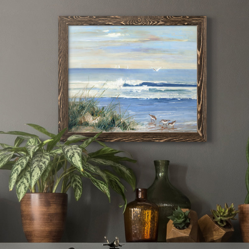 Beach Combers - Reproduction d'art sur papier encadrée, Noyer, H 24 po x l 18 po x P 1,5 po