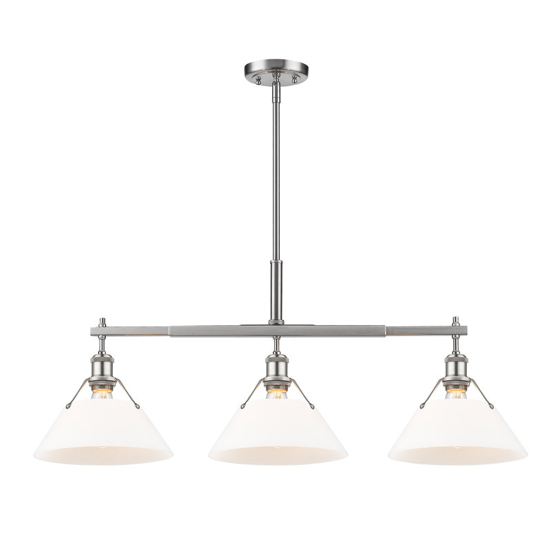 Weatherford 3 - Light Kitchen Island Pendant, Pewter, Opal Glass