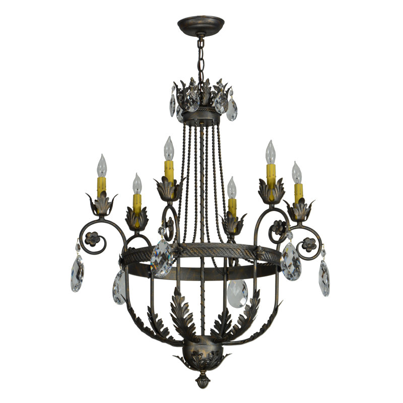 Lustre empire 6 lumières de style bougie Launcest