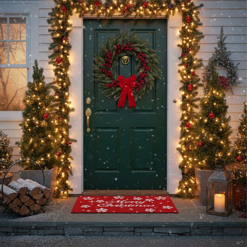 Mayle Non-Slip Christmas Outdoor Doormat, 17" W x 29" L