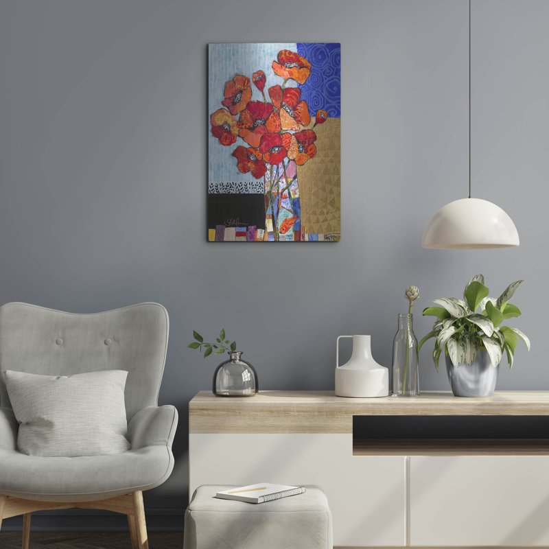 Winston Porter «Poppy Party!» par St Hilaire Elizabeth, art mural en métal, H 24 po x l 16 po
