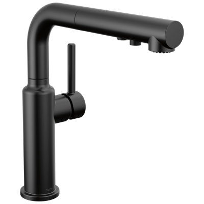 Robinet de cuisine noir mat Daneri avec douchette extractible, robinet d'évier de cuisine monotrou moderne, poignée simple, noir mat