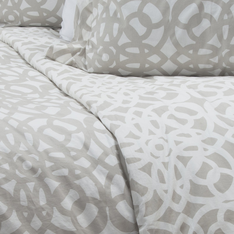Ensemble de housse de couette en coton 3 pièces Happy Together, Housse de couette pour grand lit et 2 taies décor