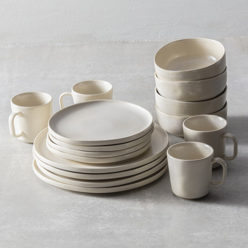 Cloud Terre Collection No 3 Stoneware, 16 Piece Dinnerware Set (Service for 4), Sand
