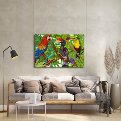 «Rainforest Birds» par Tim Jeffs, art mural acrylique