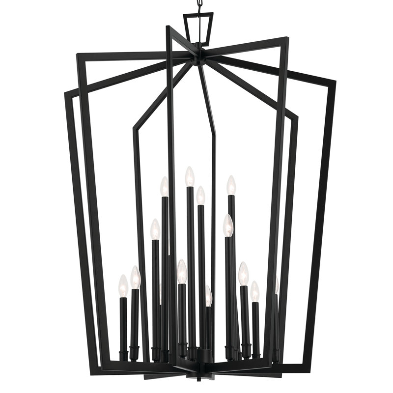 Luminaire suspendu en cage 16 lumières Cordovi, Noir