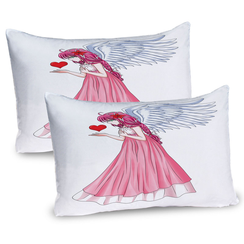 Ensemble de 2 taies décoratives Ambesonne pour femme avec un cœur rouge 26 po x 20 po Art blanc