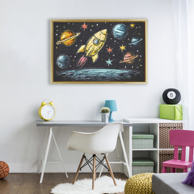 Cadre flottant Whimsical Rocket & Planets, design by Creative Studio