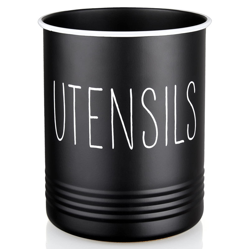 Porte-ustensiles de cuisine, porte-ustensiles 6,7 po pour comptoir de cuisine, pot à ustensiles de cuisine