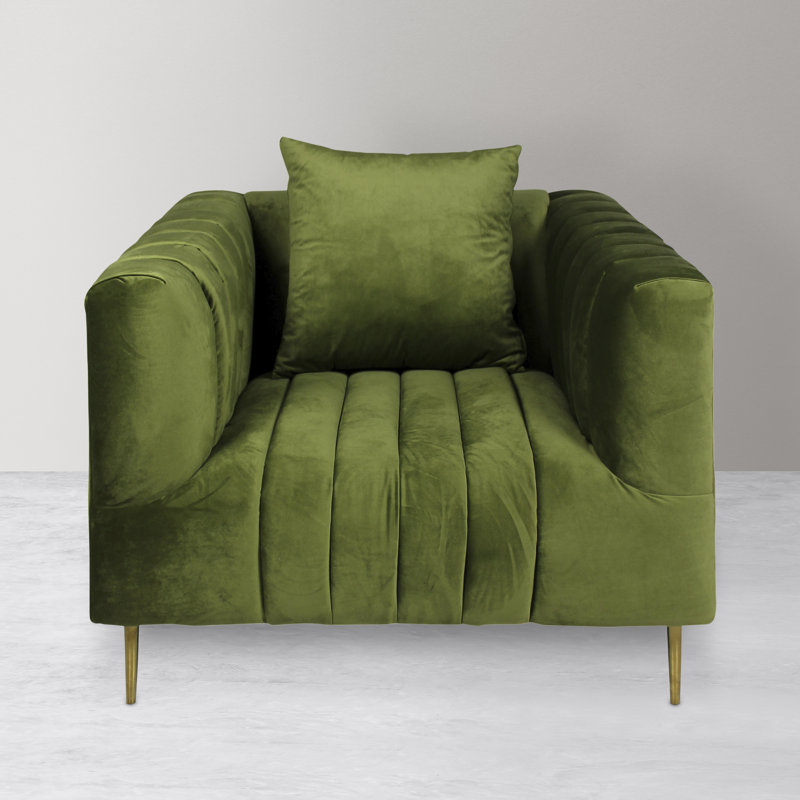 Gleaves Velvet Accent Chair, Olive Velvet