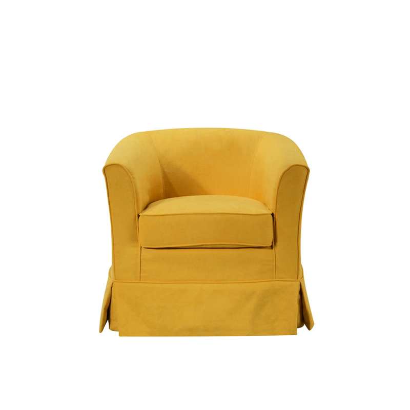 Chaise de 28 po jaune, dossier de siège H de 9,5 po, chaise à jupe tissée avec hauteur et coussin moelleux