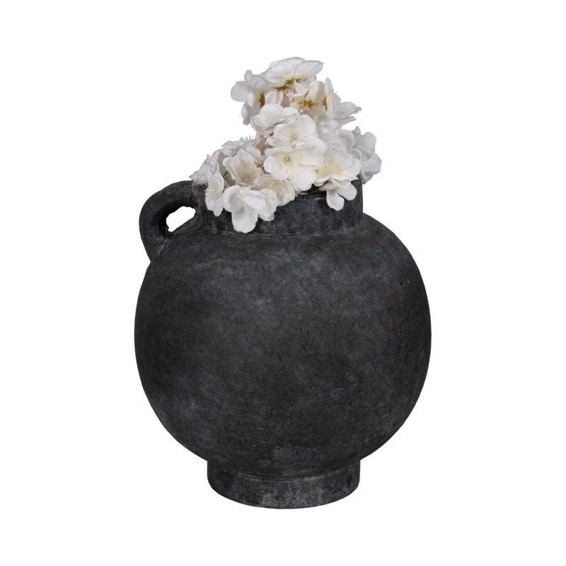 Handmade Ceramic / Porcelain Table Vase, Overall Height - 12", Black