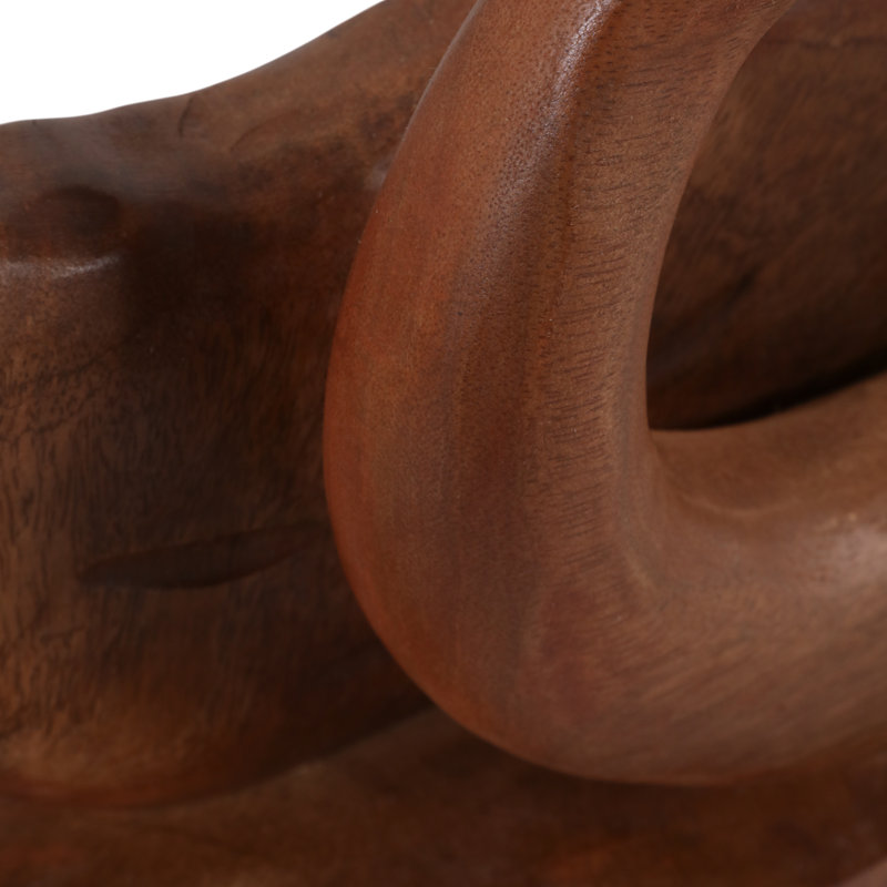Sculpture abstraite en bois de manguier pour la décoration intérieure - Objet décoratif artisanal pour la décoration de table de salon - 38 cm, brun et beige