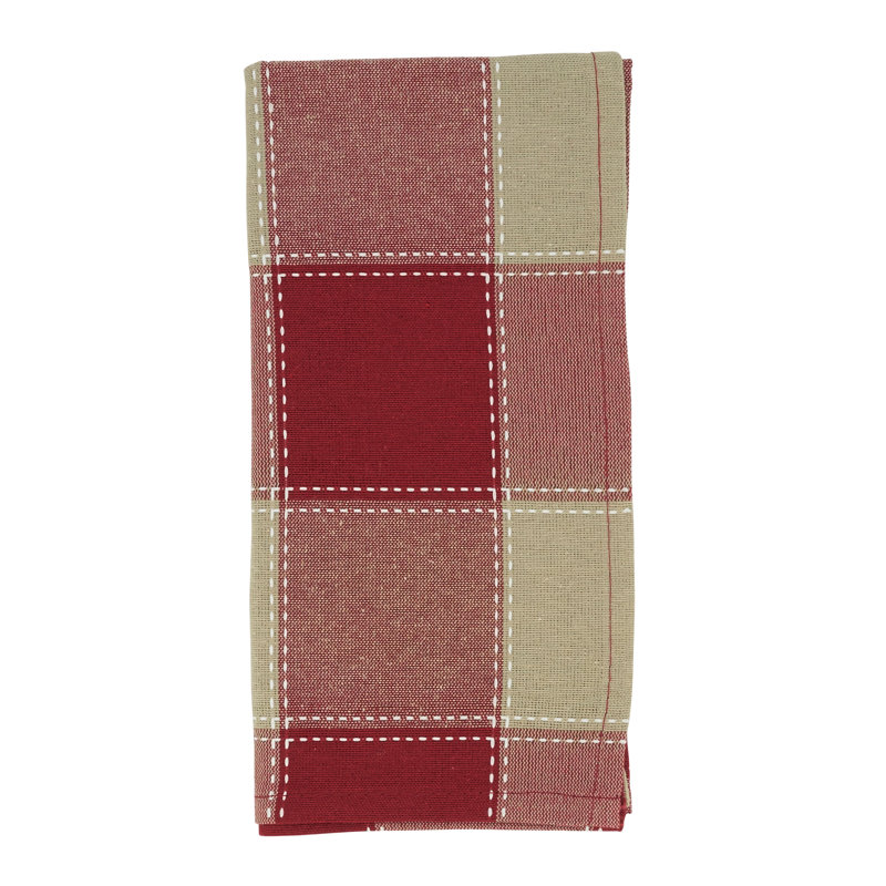 Sam Cotton Plaid Square Napkin, Red