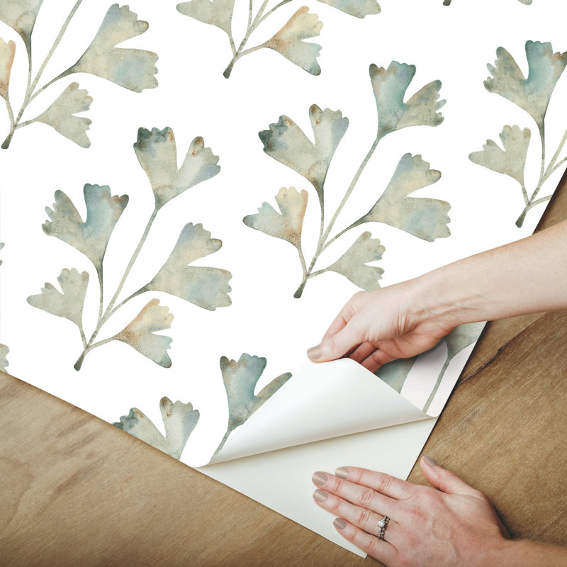 Rouleau de papier peint adhésif L 18 pi x l 20,5 po, Bleu/beige