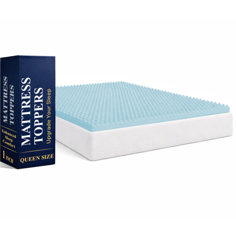 Gel Memory Foam Convoluted Toppers with Orthopedic Benefits, Relieves Pain & Provides Back Support, 1", Queen