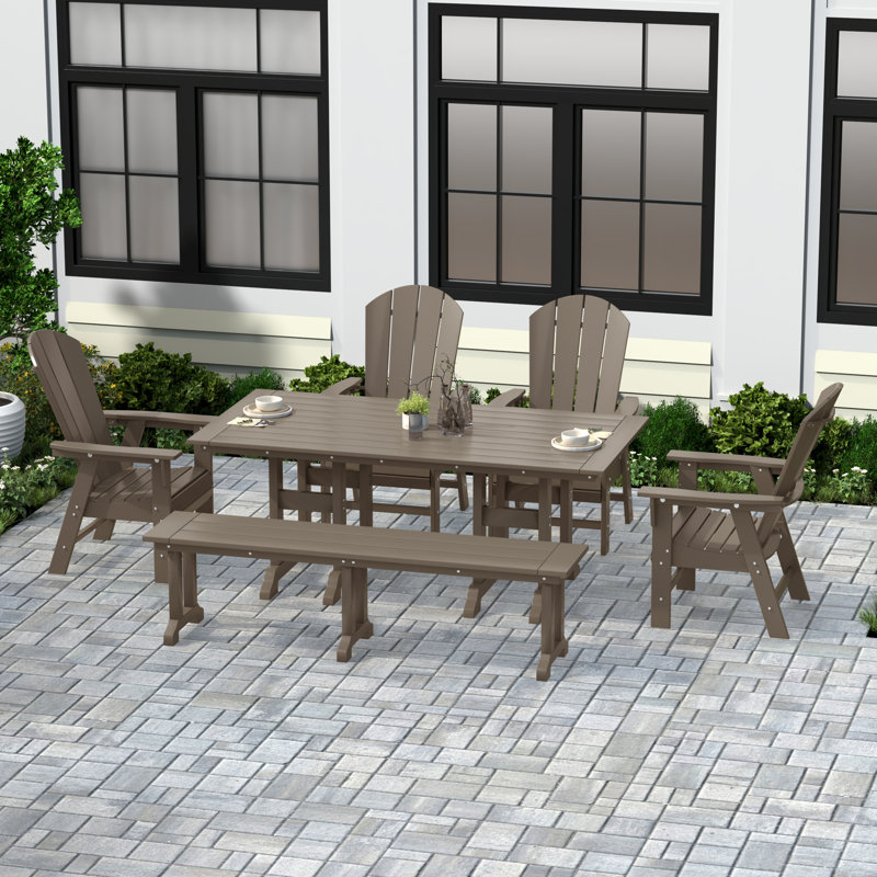 Laguna 6 - Person Patio Dining Set with Rectangular Table, Brown