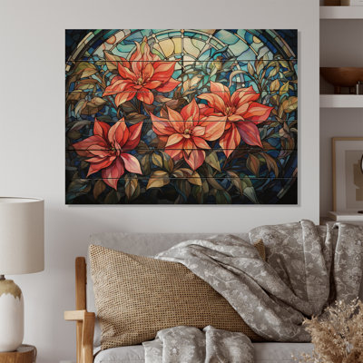 Fleur de poinsettia II, impression sur bois