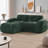 Boneless L-Shaped Modular Sectional Sofa with Ottoman, Soft Velvet Tufted Design, 32D High-Density Boneless Sponge, No Assembly Required for Living Room, Anti-Slip Bottom-1023871574-1023988779