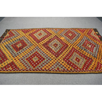 Grand tapis en laine anatolien turc moderne en laine jaune vif pour la décoration de la salle à manger