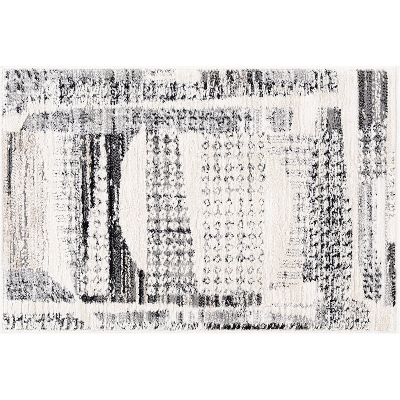 Henry Contemporary High-Low Abstract Grey Indoor Area Rug, Assorted Sizes, Rectangle 2' x 3'