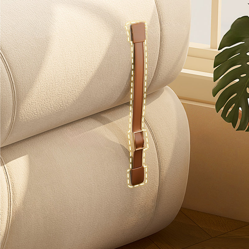 Crystal-cream Genuine Leather + Solid Wood Standard Sofa bed, 23.62" H x 86.61" W x 40.55" D