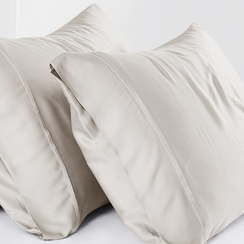 Taies d'oreiller Southshore Fine Linens en bambou couleur os, 100 % rayonne de bambou, tissage satiné 300 fils/cm², finition soyeuse, lot de 2, format King/California King