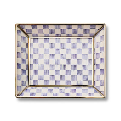 Violet Check Small Glass Tray