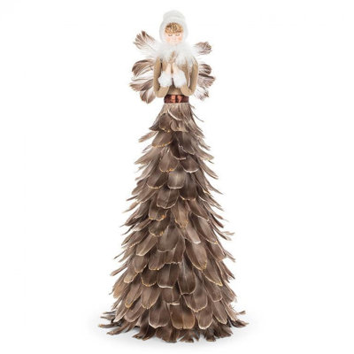 Statue ange avec jupe en plumes