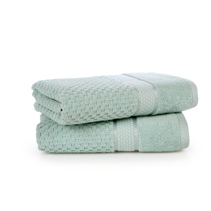 Collection de serviettes texturées 100% coton Mulaayam, Essuie-mains - paquet de 2, Vert menthe