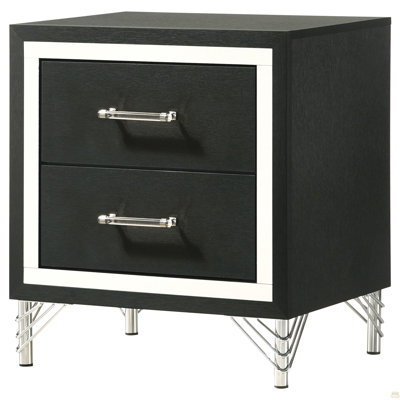 Malcolm Black 2-Drawer Nightstand Bedside Table