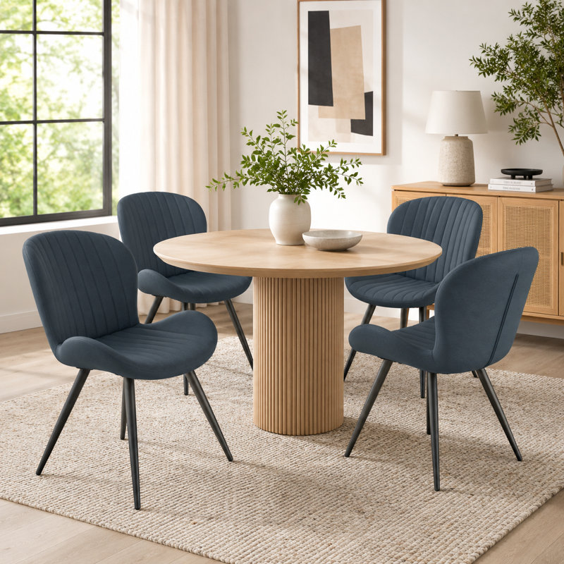Chaise rembourrée avec pieds en métal, Gris