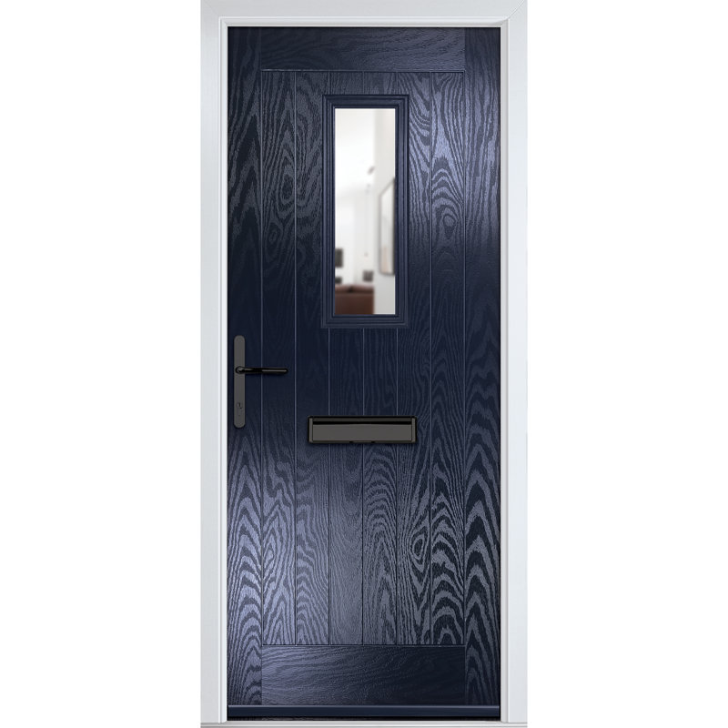 Crystal GRP Front door Sunningdale Anthracite Grey 920mm x 2090mm Open in Right hand Clear Glass, Right, 89mm x 209mm, Blue
