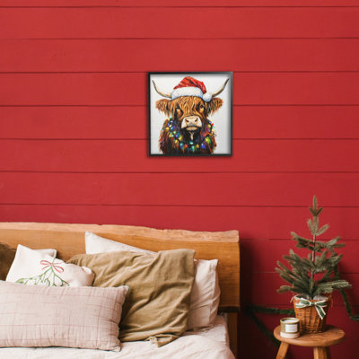 Holiday Lights Bedecked Highland Framed Giclee, design by Petal Prints Design