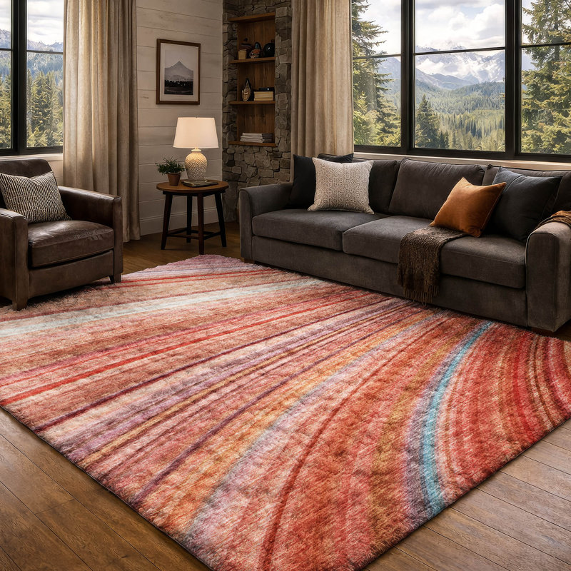 Tapis à poils longs de qualité supérieure lavable à la machine Dream ADS585, Terracotta, 5' x 7'6"