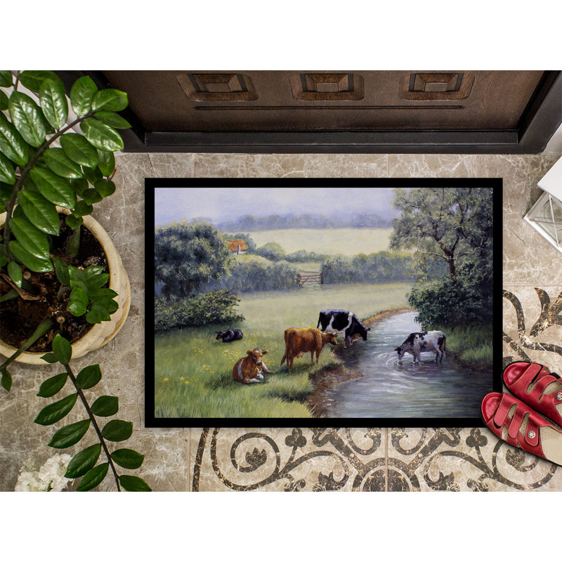 Paillasson d’extérieur antidérapant de vaches Dilana, Rectangle 2 pi x 3 pi