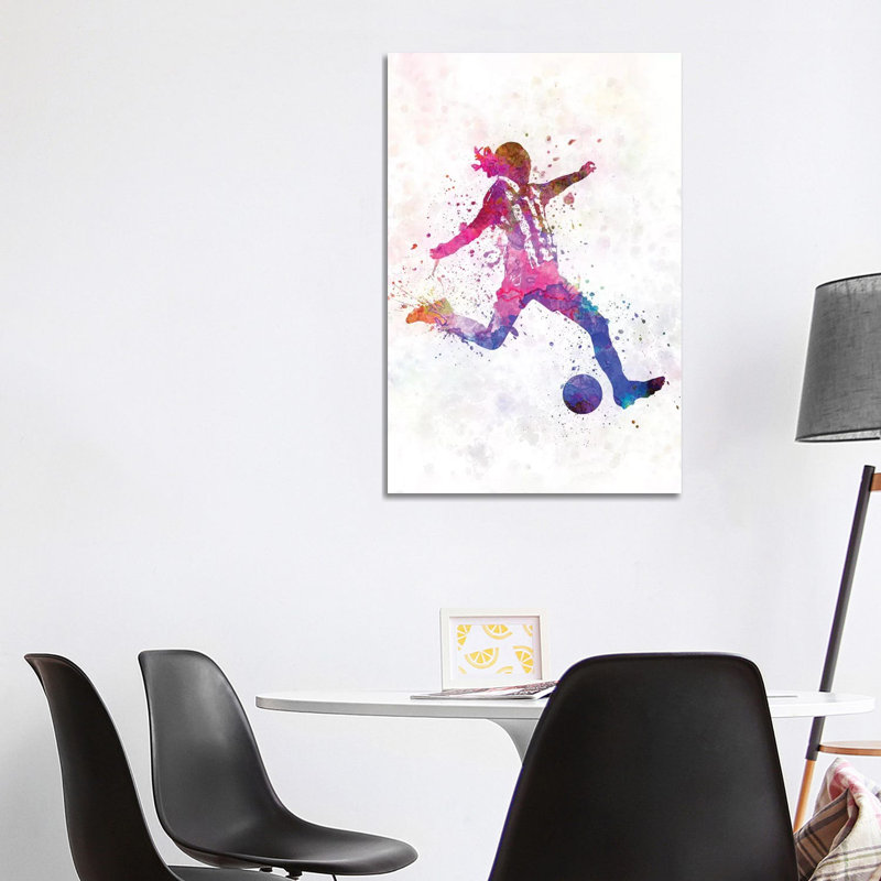Girl Playing Soccer Silhouette IV 1 Piece Wrapped Canvas Painting, 101.6 cm H x 66.04 cm W