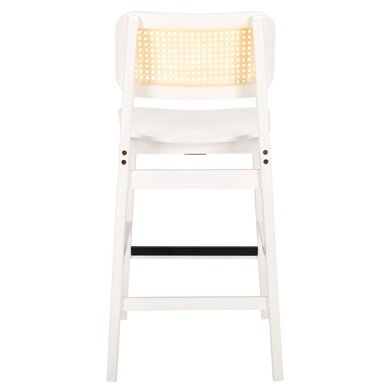 Luz Cane Counter Stool, White/Natural