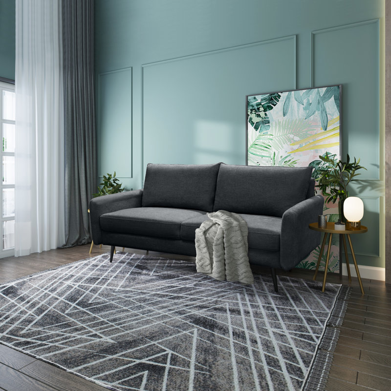 Daaniya 70'' Chenille Round Arm Sofa, Dark Gray Linen Blend