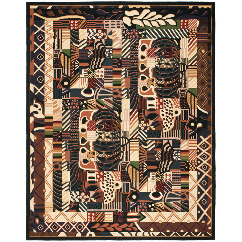 Ardilla Hand Hooked Wool Pile Chevron Rug, Rectangle 5'3" x 8'3"