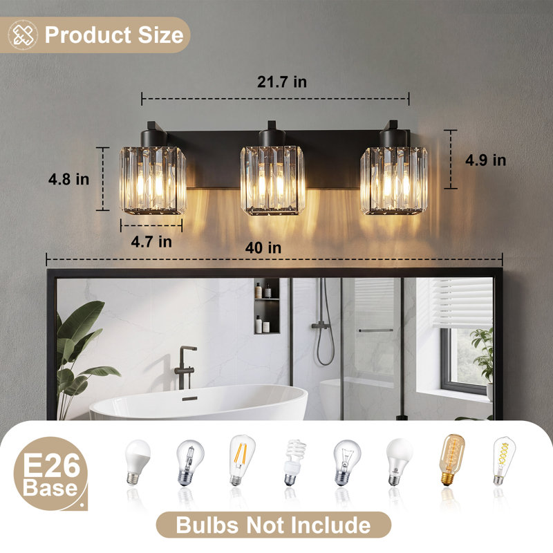 Meuble-lavabo 3 lumières 3 lumières, Trois lumières, H 6 po x l 23 po x P 7 po