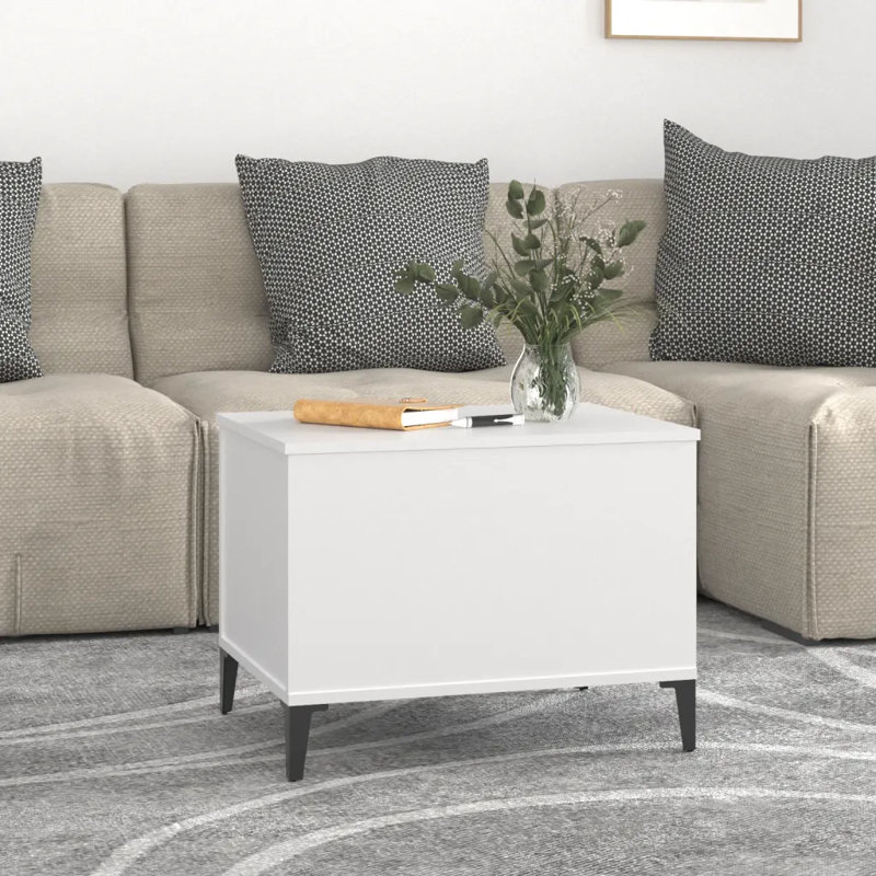 Allishia Lift Top Four Leg Coffee Table with Storage, White, 60x44.5x45 cm