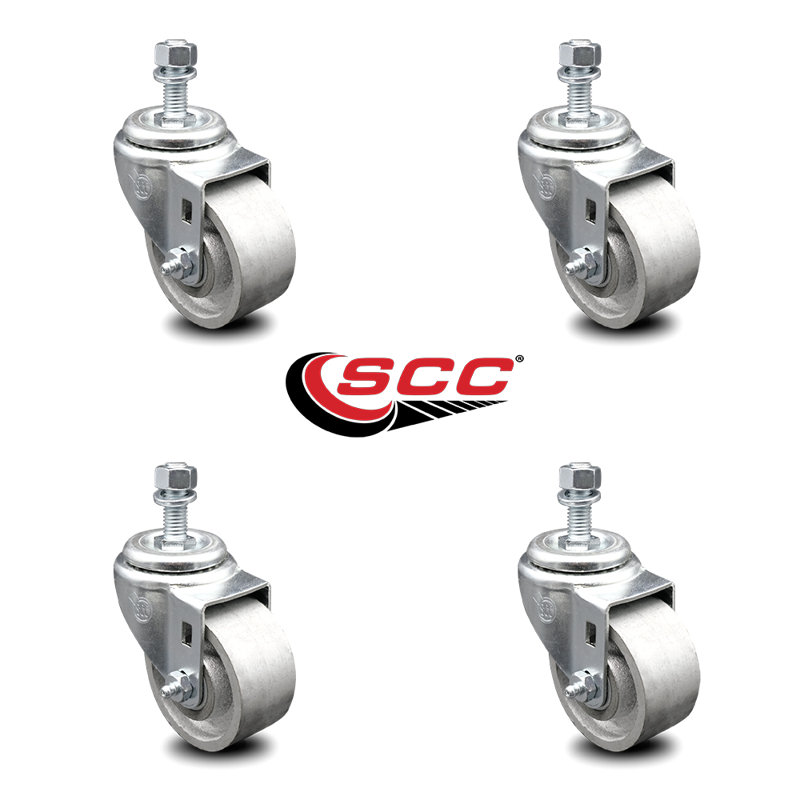 Semi Steel Swivel TS Caster Set of 4 w/3" Wheels & 10mm Stem-4 Swivel