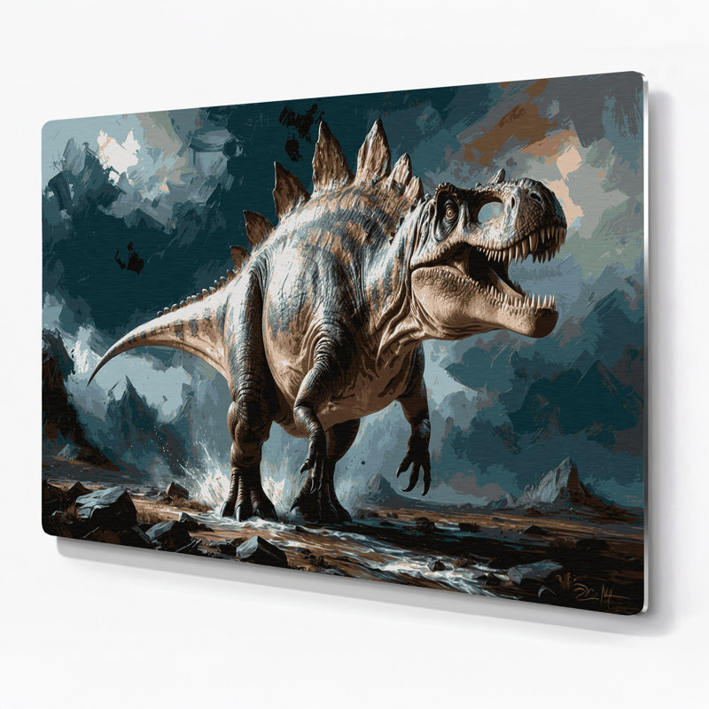 «Dinosaur Spinosaurus», art mural en métal noir, H 11 po x l 14 po