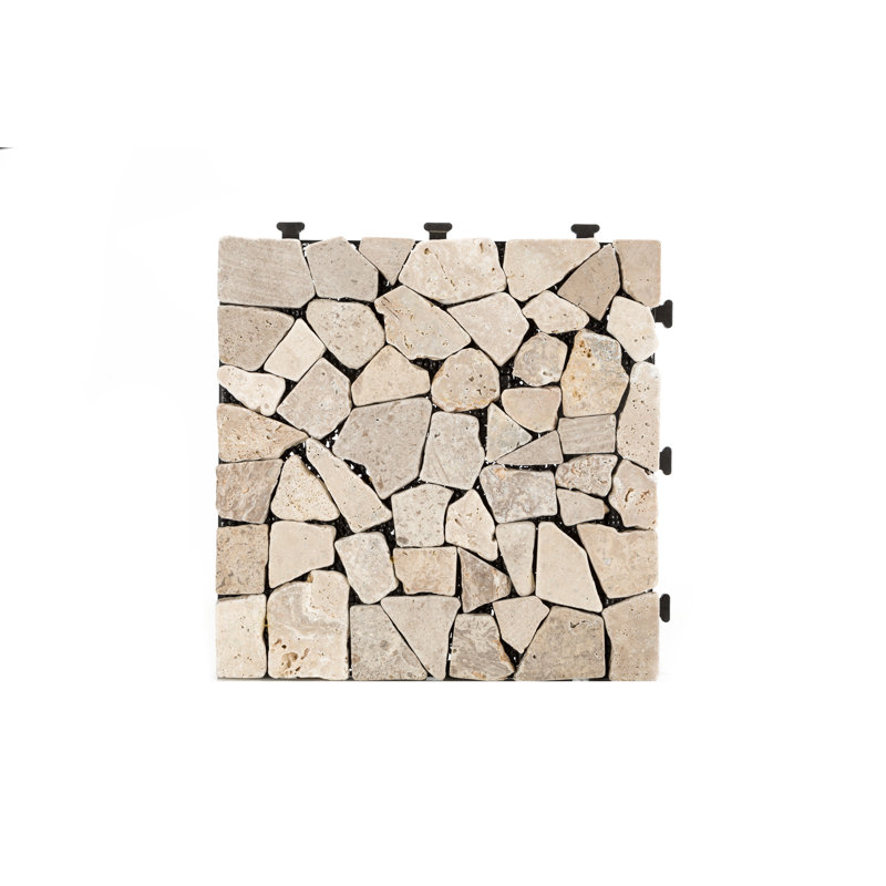 Courtyard 12'' L x 12'' W Stone Interlocking Deck Tile in White