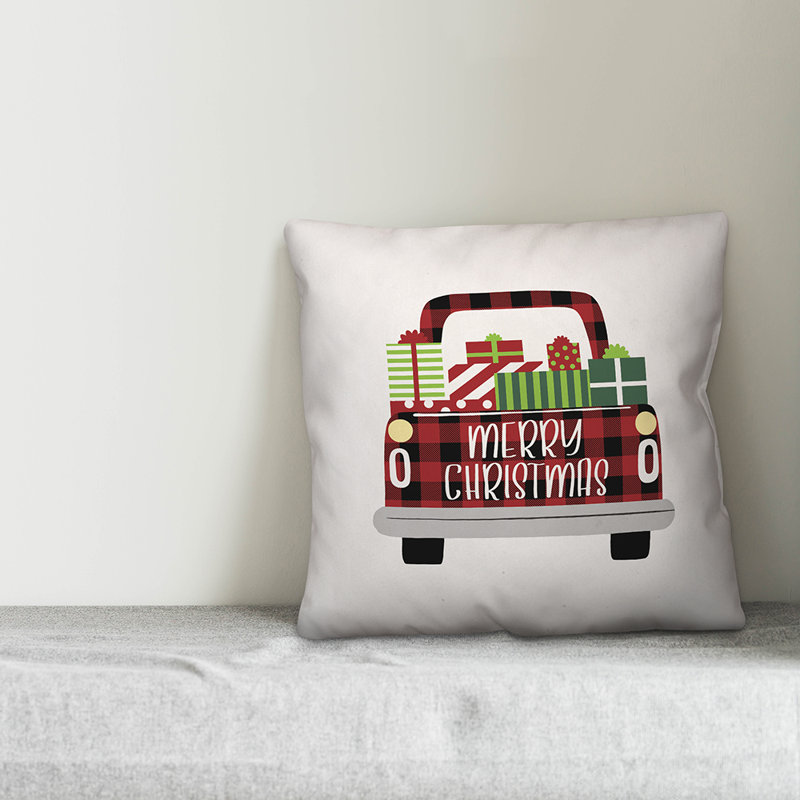  Housse de coussin Christmas Truck, Polyester/ Bourre en polyester, 16 po x 1 po